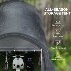 Outsunny 3 x 3(m) Garden Storage Tent, Heavy Duty Outdoor Shed, Waterproof Portable Shed Storage Shelter with Galvanised Steel Frame for Bike, Motorcycle, Garden Tools, Grey