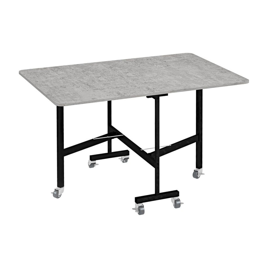 HOMCOM Mobile Drop Leaf Table, Folding Dining Table with 6 Wheels & Brakes, Kitchen Table for Small Spaces, Grey Marble