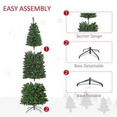 Diagram showing the easy assembly of the artificial pencil Christmas tree sections and base