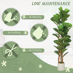 HOMCOM 150cm Artificial Fiddle Leaf Fig Tree - Green