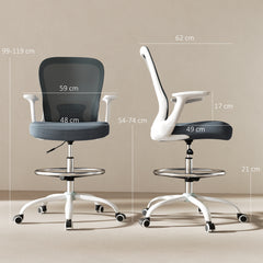 HOMCOM 99-119 cm Draughtsman Chair, with Adjustable Footrest - Grey
