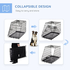 Pawhut Trapeze Collapsible Dog Pet Travel Box Cage Removable Tray 78 x 47 x 55cm