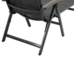 Outsunny Set of 2 Outdoor Folding Sun Loungers, 5-Position Adjustable Chaise Lounge Chairs with Aluminium Frame for Patio, Garden, Grey