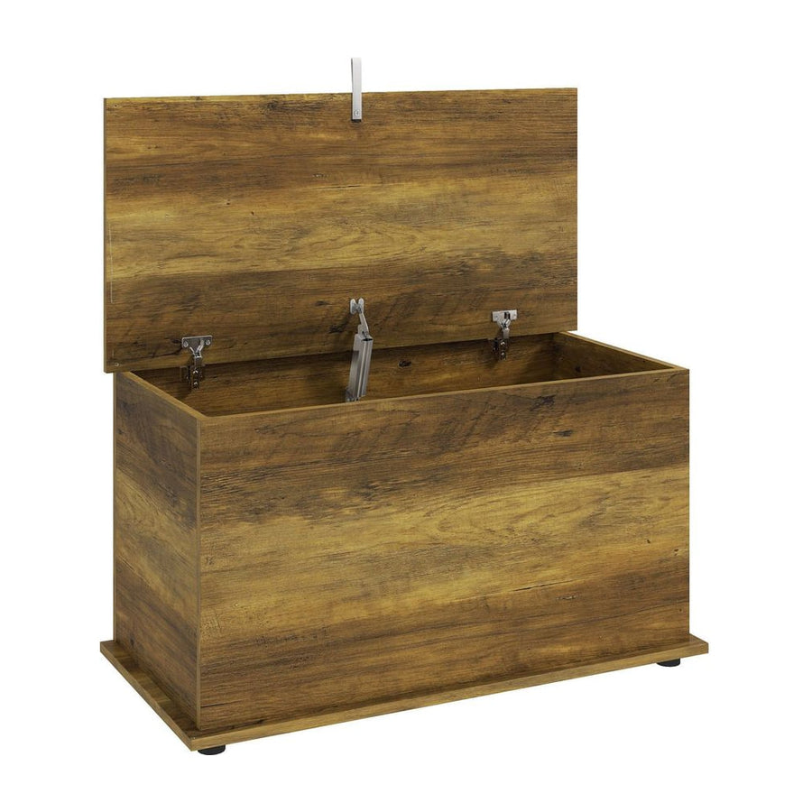 HOMCOM Storage Chest, 102L Blanket Box, Shoe Bench with Safety Hinged Lid, Bed End Bench for Bedroom, 80 x 40 x 45cm, Brown