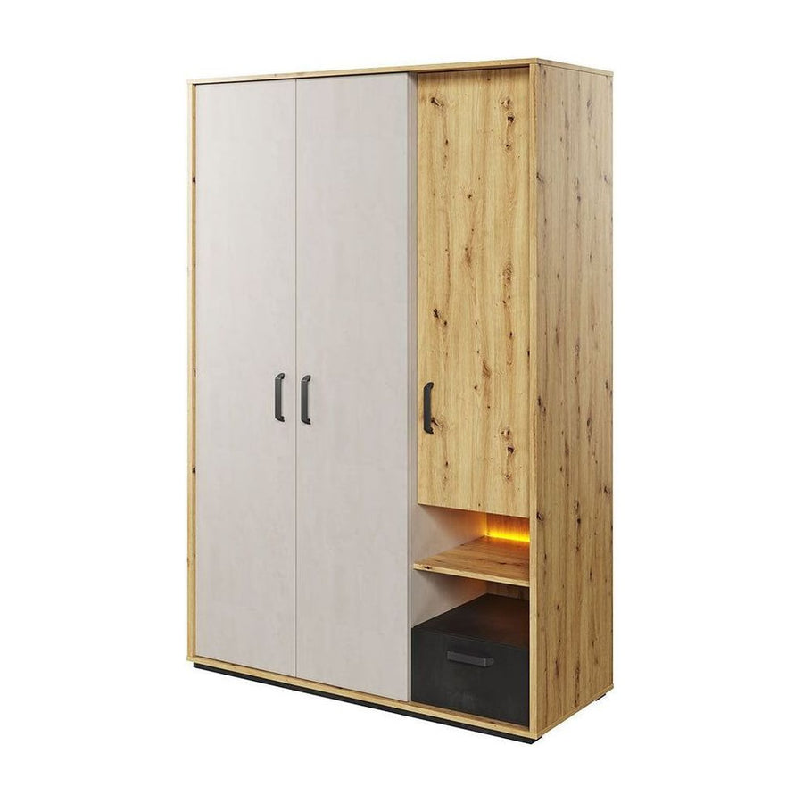 Qubic 02 Hinged Wardrobe 130cm with LED