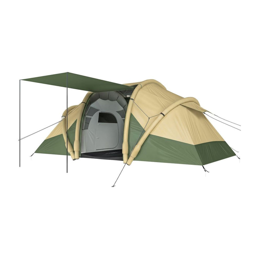 Outsunny Inflatable Tent 2 Bedroom 3000mm Waterproof Windproof Air Tent with Carry Bag for 4 Person