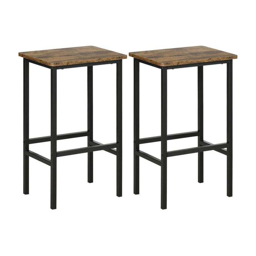 HOMCOM Industrial Bar Stools, Set of 2 Kitchen Breakfast Bar Chairs with Footrest, Counter Height Island Stools for Dining