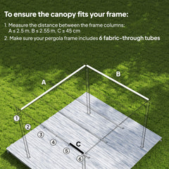 Outsunny Retractable Pergola Cover, 2.55 x 2.5 m Replacement Canopy Fabric for 3 x 3 m Frame, Roof Top Only, Light Grey