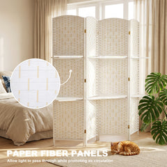 HOMCOM Freestanding Privacy Screen, 4 Panel Folding Room Divider for Living Room, Bedroom and Office, 160 x 170cm, White