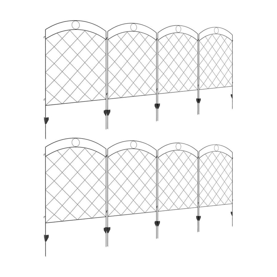 Outsunny Decorative Garden Fencing, 43in x 11.4ft Outdoor Picket Fence Panels, 8PCs Rustproof Steel Wire Landscape Flower Bed