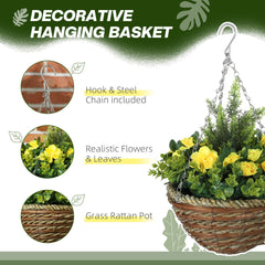 Outsunny Set of Two Hanging Lisianthus Flower Pots - Yellow/Green