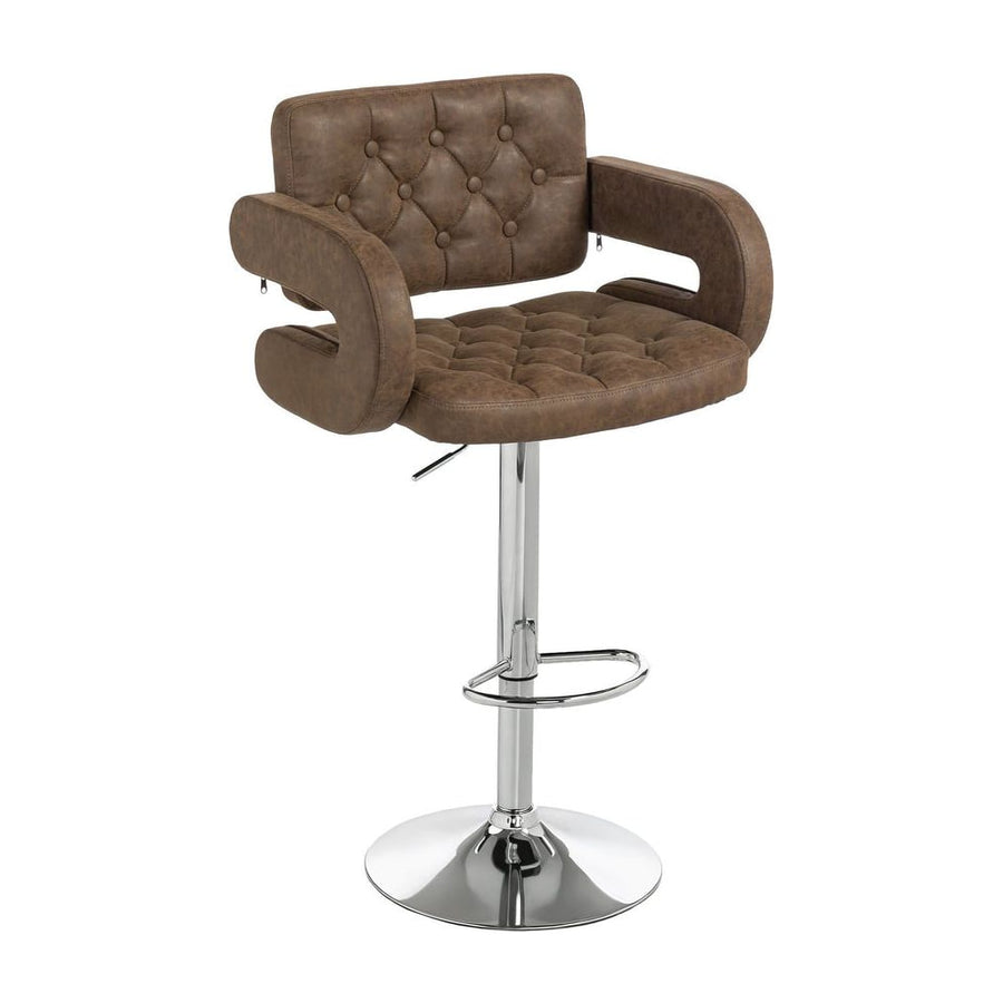 HOMCOM PU Leather Upholstered Swivel Bar Stool, Height Adjustable with Back, Armrest, Footrest, Coffee