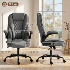 HOMCOM Office Chair, Ergonomic Desk Chair with Flip-up Armrest, Pocket Springs, Swivel Wheels, Adjustable Height, Grey