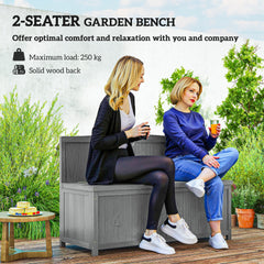 Outsunny Wood Storage Bench for Patio Furniture, Outdoor Garden Seating Tools, Grey - product image 5