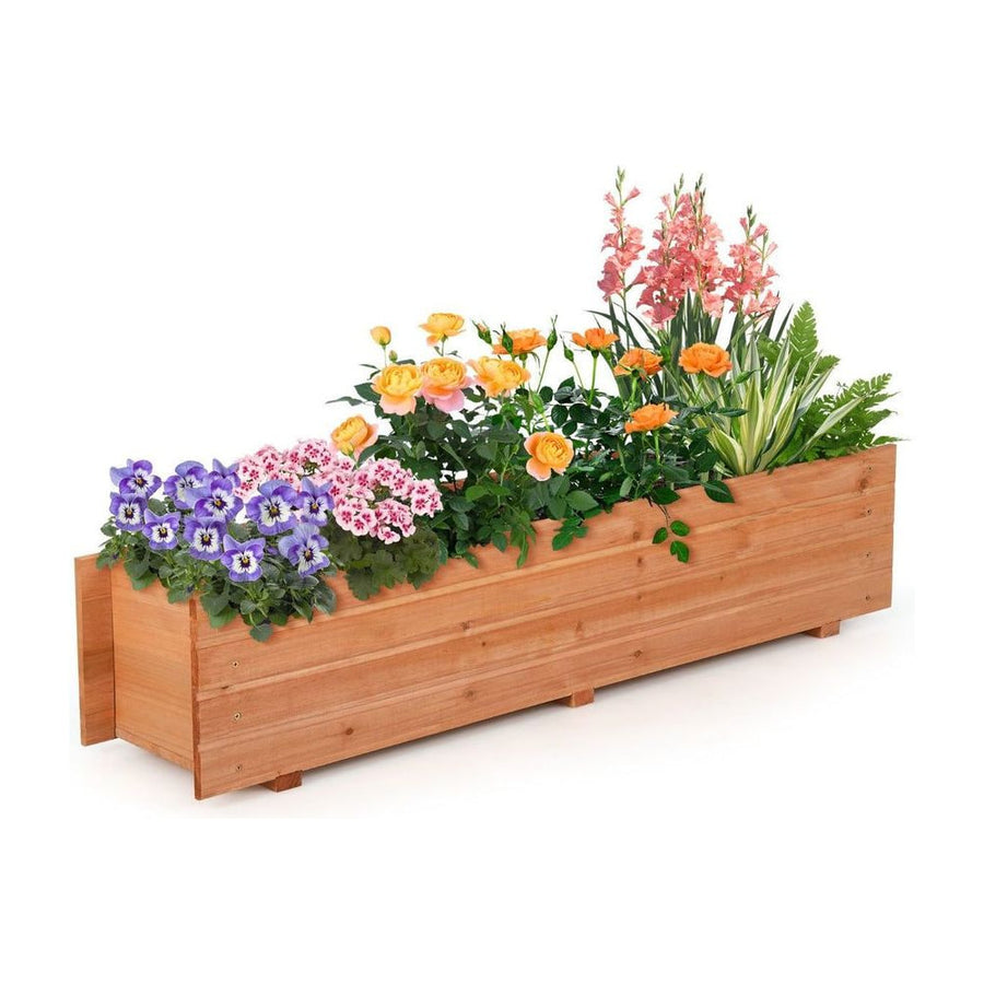 Fir Wood Planter Box with 2 Drainage Holes and 3 Added Bottom Crossbars-Orange