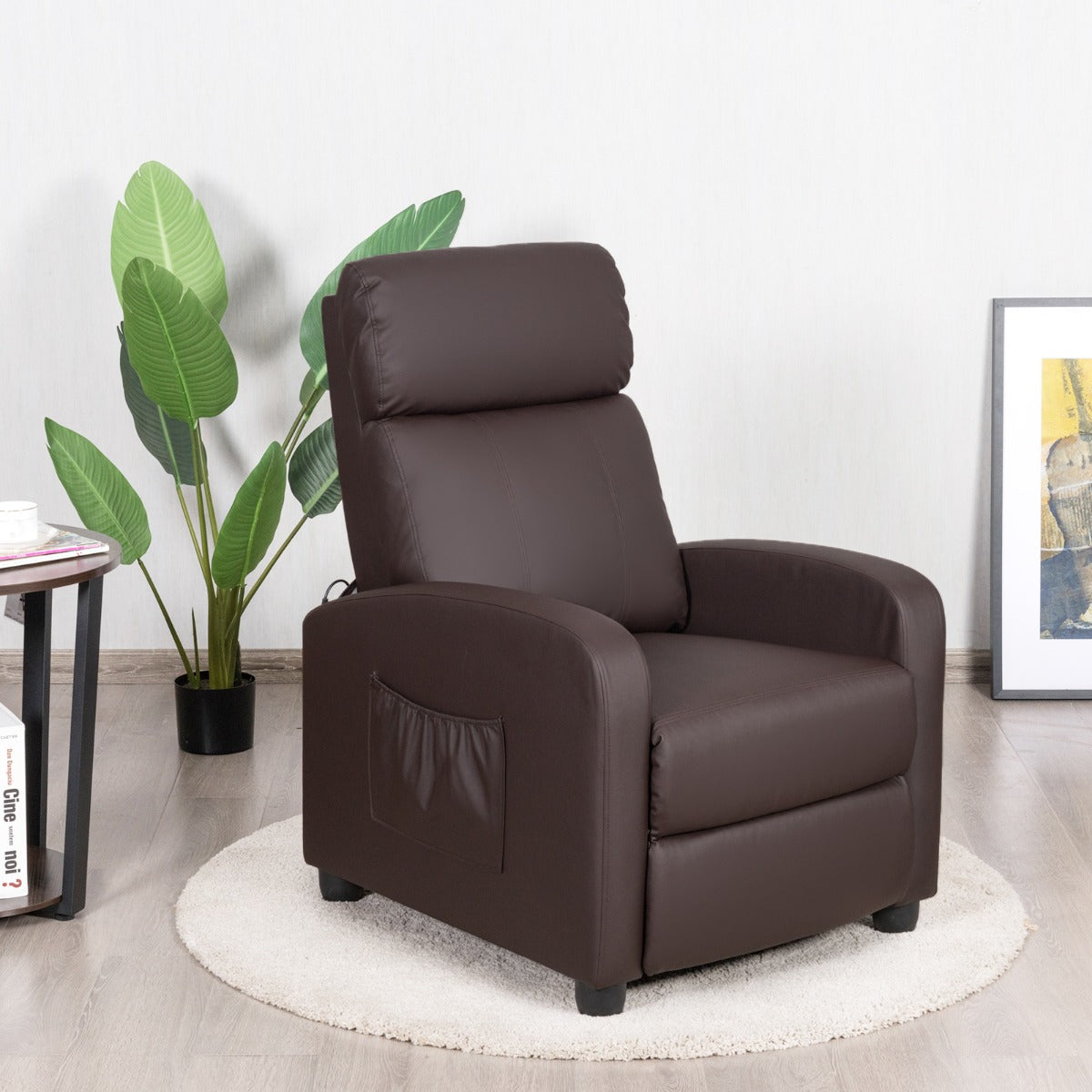 Recliner Armchair with Reclining Function and Adjustable Leg Rest-Coffee