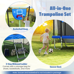 Rectangle Outdoor Trampoline 317 x 255 cm Backyard Trampoline-Blue