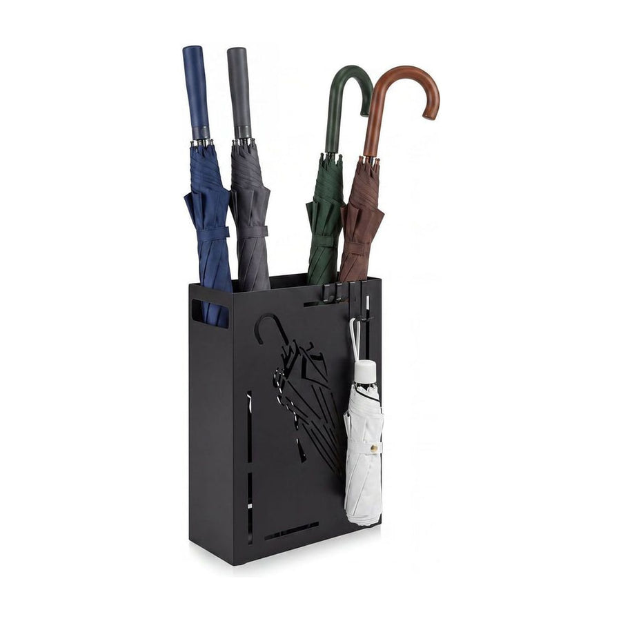 Rectangular Umbrella Holder Rack with Removable Drip Tray holding several umbrellas