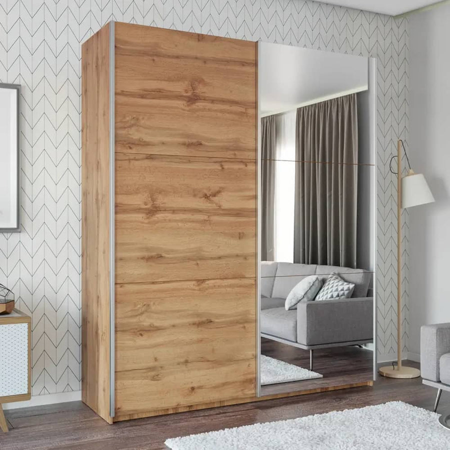 Rodos Sliding Door Wardrobe 200cm in Oak Wotan