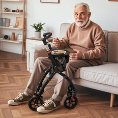 Rollator Walkers Lightweight Foldable Rolling Walker with Tray for Seniors-Black