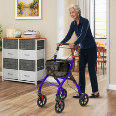Rollator Walkers Lightweight Foldable Rolling Walker with Tray for Seniors-Purple