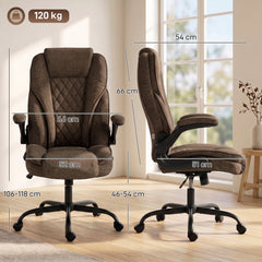 HOMCOM Office Chair, Ergonomic Desk Chair with Flip-up Armrest, Pocket Springs, Swivel Wheels, Adjustable Height, Brown