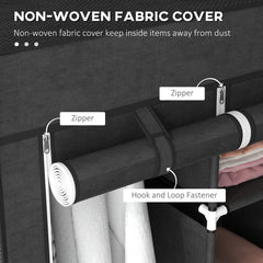 HOMCOM Fabric Wardrobe, with Rails and Shelves - Black - product image 5