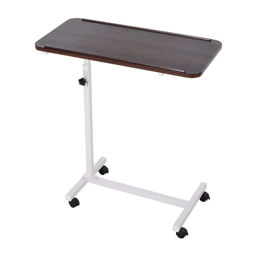 HOMCOM Height Adjustable Over Bed Table with Wheels, C Shaped Laptop Desk, Portable Hospital Bed Table for Living Room