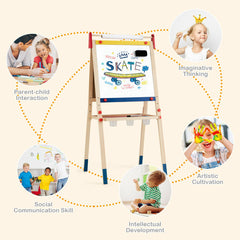 2 IN 1 Kids Art Easel Double Sided Chalk Board Tray