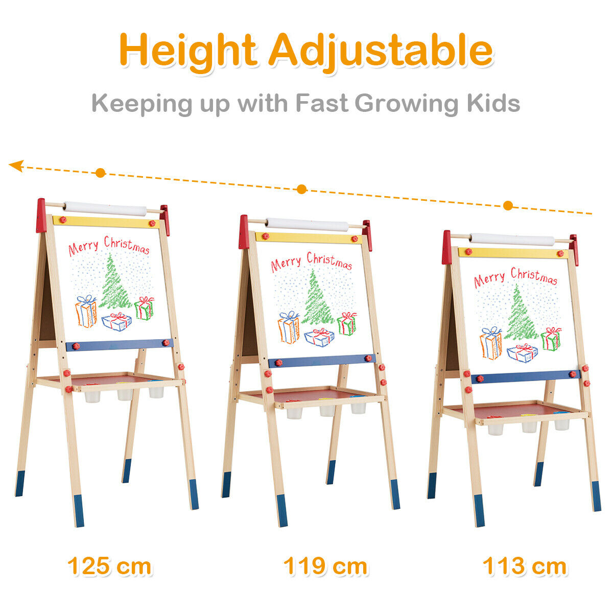 2 IN 1 Kids Art Easel Double Sided Chalk Board Tray