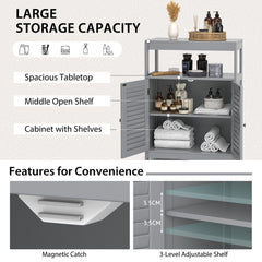 Bathroom Floor Cabinet with Double Shutter Door and Adjustable Shelf-Grey