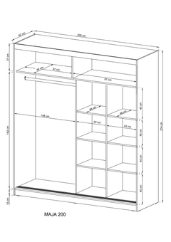 Maja III Sliding Door Wardrobe 200cm - product image 4
