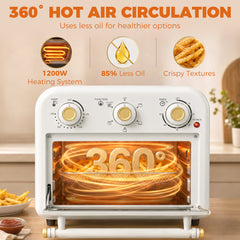 HOMCOM Air Fryer Toaster Oven, Convection Countertop Oven, with Adjustable Temperature and Timer, 12 L, Cream White