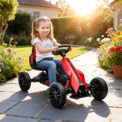 HOMCOM Kids Pedal Go Kart, with Adjustable Seat, EVA Wheels, Seat, Handbrake - Red