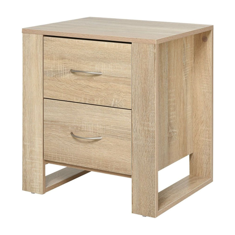 HOMCOM Bedside Table with 2 Drawers, Nightstand with Handles and Elevated Base, Side Table for Bedroom, Living Room, Brown