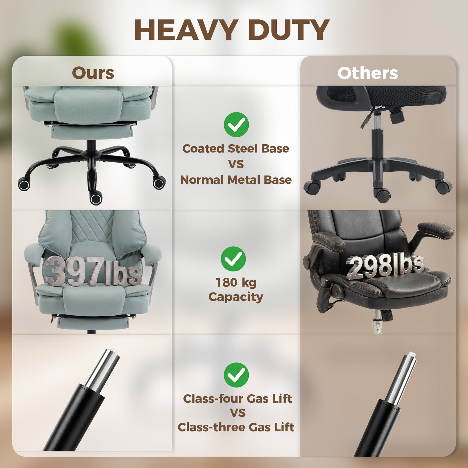 HOMCOM Executive Office Chair, Leathaire Big and Tall Office Chair 180 kg with Wide Seat, Reclining, Lumbar Support, Blue