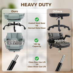 HOMCOM Executive Office Chair, Leathaire Big and Tall Office Chair 180 kg with Wide Seat, Reclining, Lumbar Support, Blue