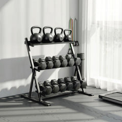 SPORTNOW 3-Tier Adjustable Dumbbell Rack, Heavy-Duty Weight Rack for Dumbbells, Kettlebells and Multiple Balls, Space-Saving Weight Storage Stand for Home Gym, 200 KG Capacity