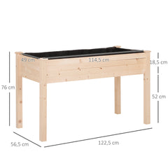 Outsunny Garden Wooden Planters, Non-Woven Fabric, Rectangular Raised Bed,Fir Wood,Indoor/Outdoor, 122.5Lx56.5Wx76H cm