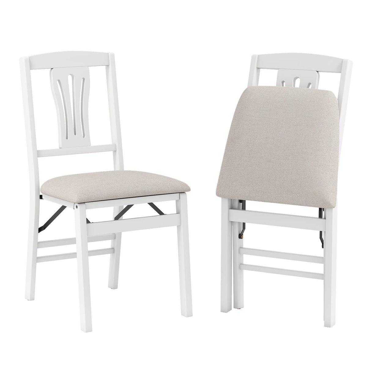 Set of 2 Folding Dining Chairs in White
