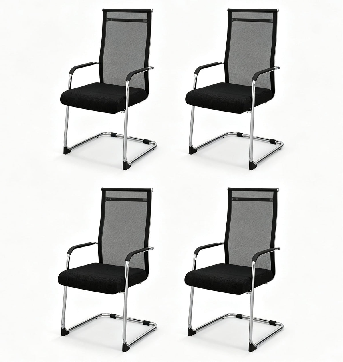 Set of 4 Office Guest Chairs in Black