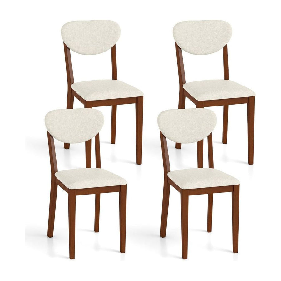 Set of 4 Sherpa Dining Chairs with Rubber Wood Legs-Walnut