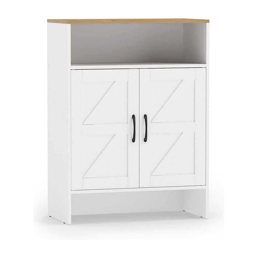 Shoe Cabinet with 2 Barn Doors in White