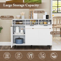 Sideboard Buffet Cabinet with 5-Position Adjustable Shelves-White