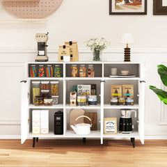 Sideboard Buffet Cabinet with 5-Position Adjustable Shelves-White