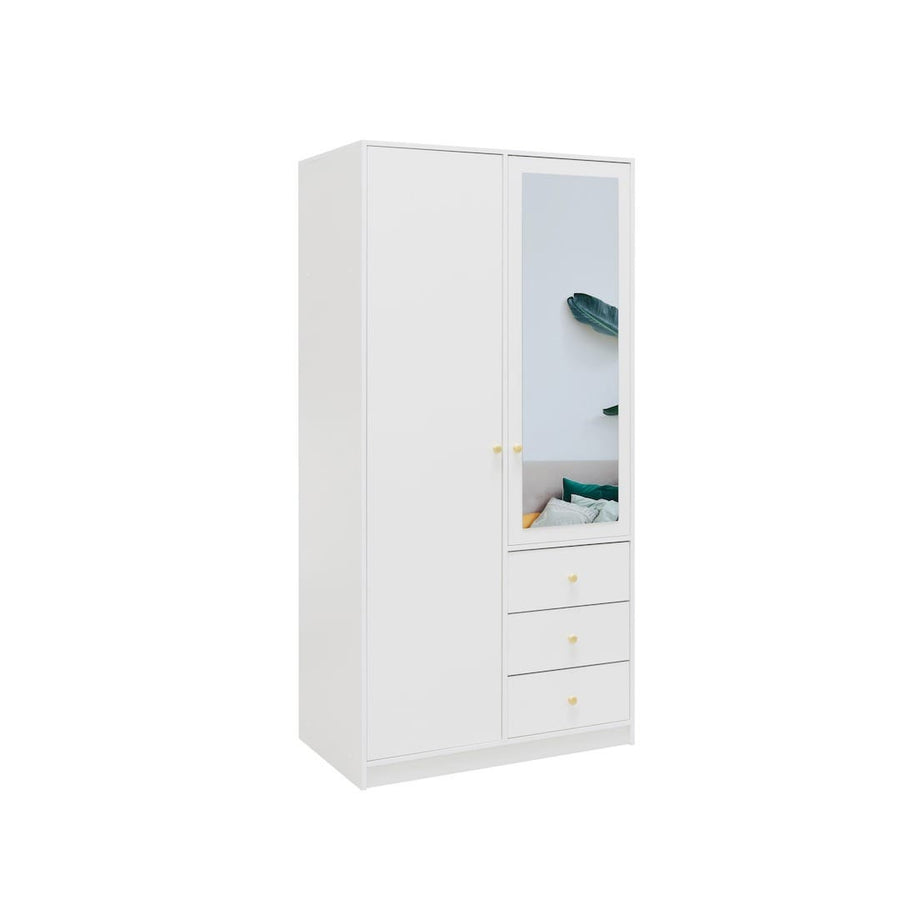 Siena I Hinged Door Wardrobe 100cm in White