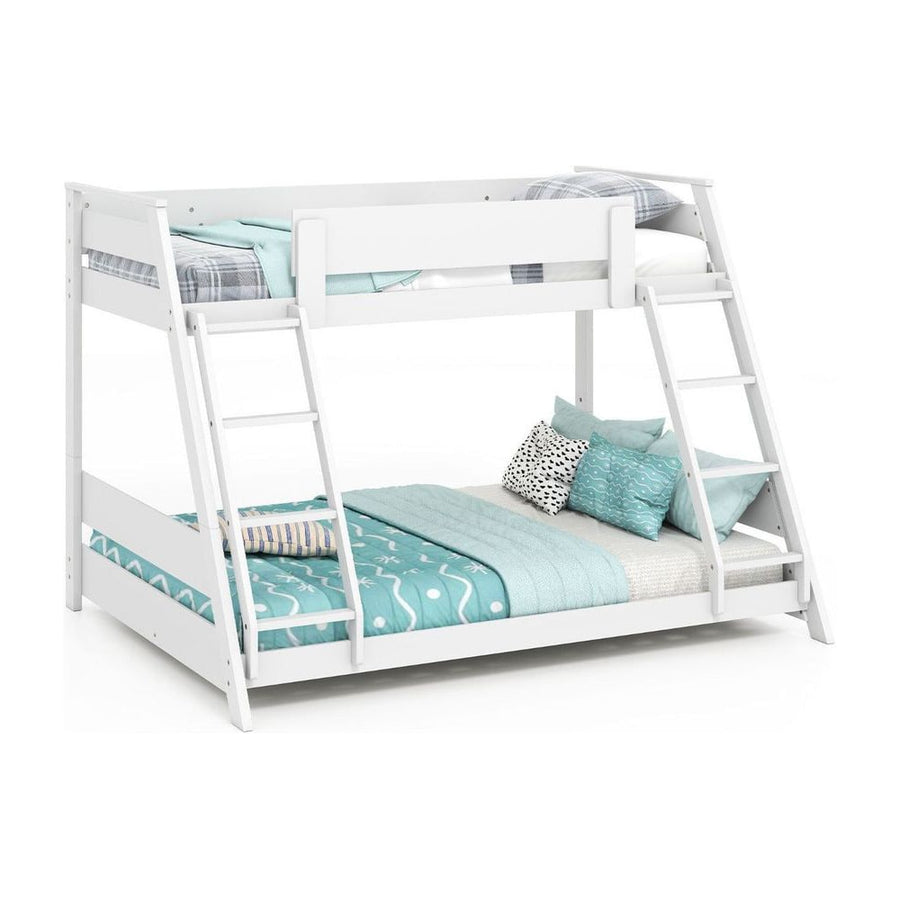 Single Over Double Bunk Bed with Ladders and Safety Guardrails-White
