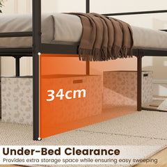 Single Size Modern Bed Frame with Metal Slat Support-Black