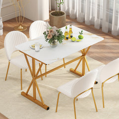 Sintered Stone Dining Table with Metal Frame-Golden