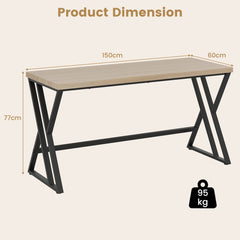 Product dimension diagram for the grey computer desk showing measurements
